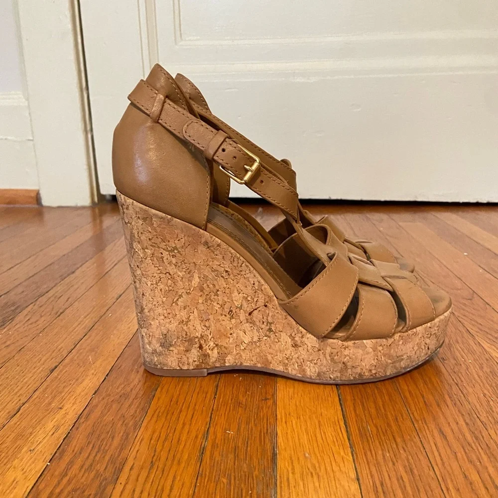 Tan Cork Wedge Sandals - Women